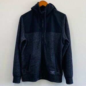 Abercrombie & Fitch Jacket Full Zip Hoodie Small Black White Nylon Cotton Fleece